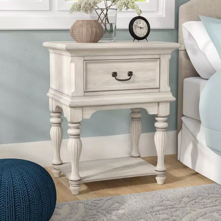 Kelton Drawer Nightstand Antique White 3D model_0