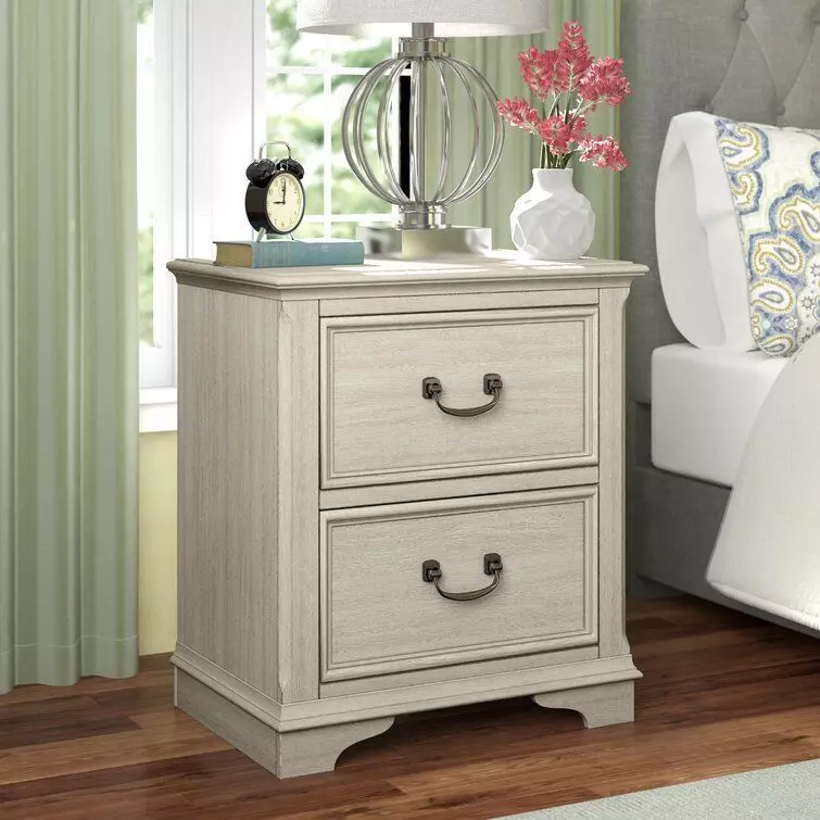 Kelton II Drawer Nightstand Antique White 3D model_0