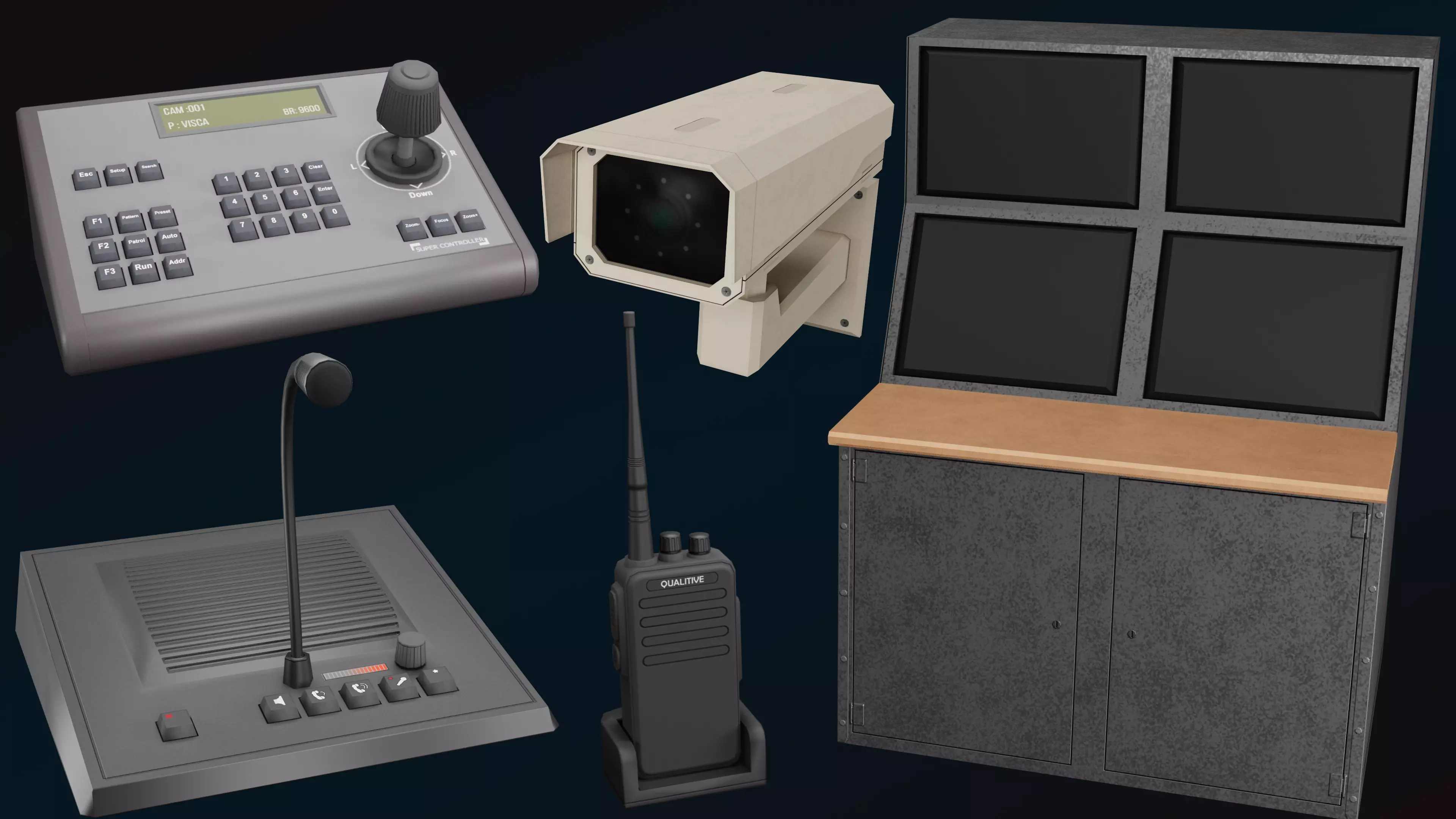Computer Terminal and Devices Low-poly 3D model