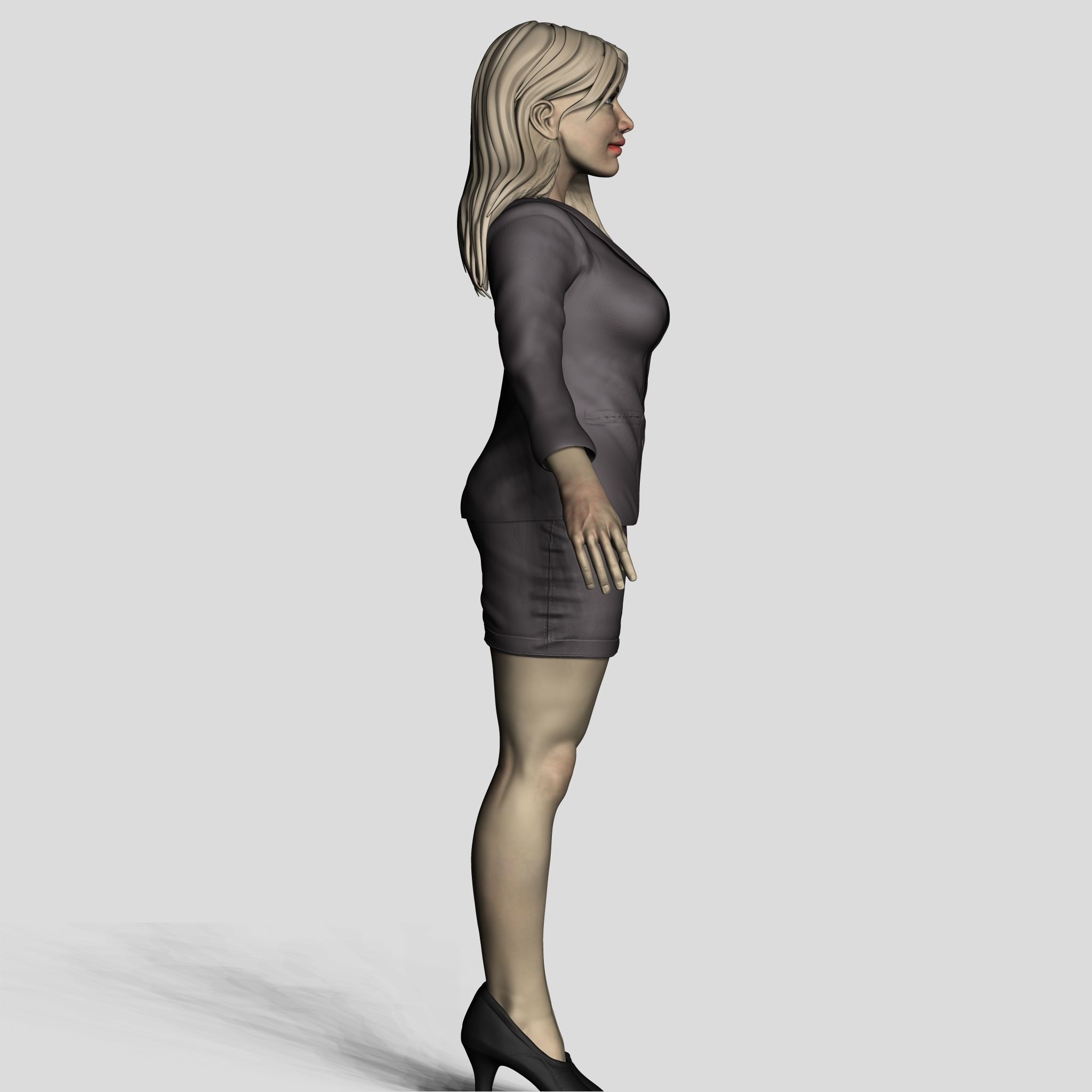 Office Gril 3D model_4