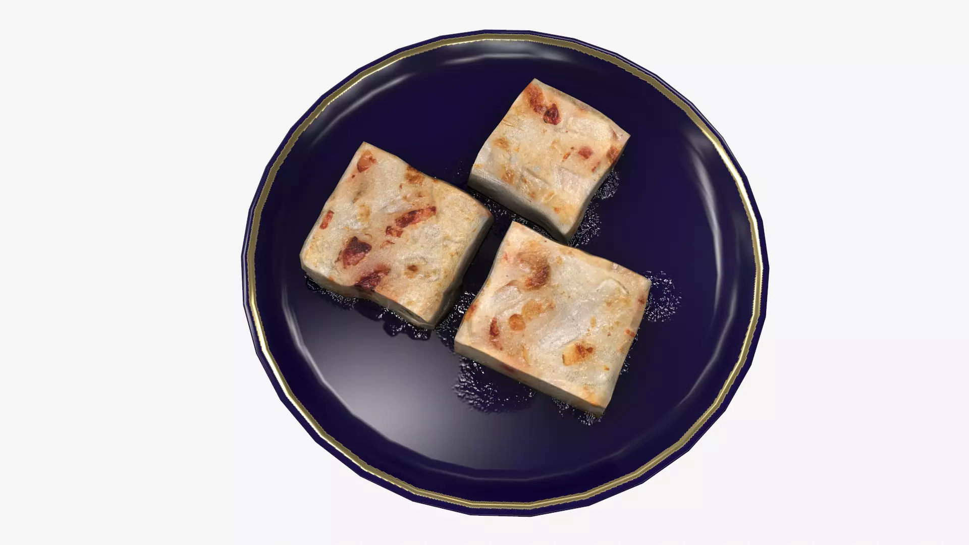 Asia food turnip cake Low-poly 3D model