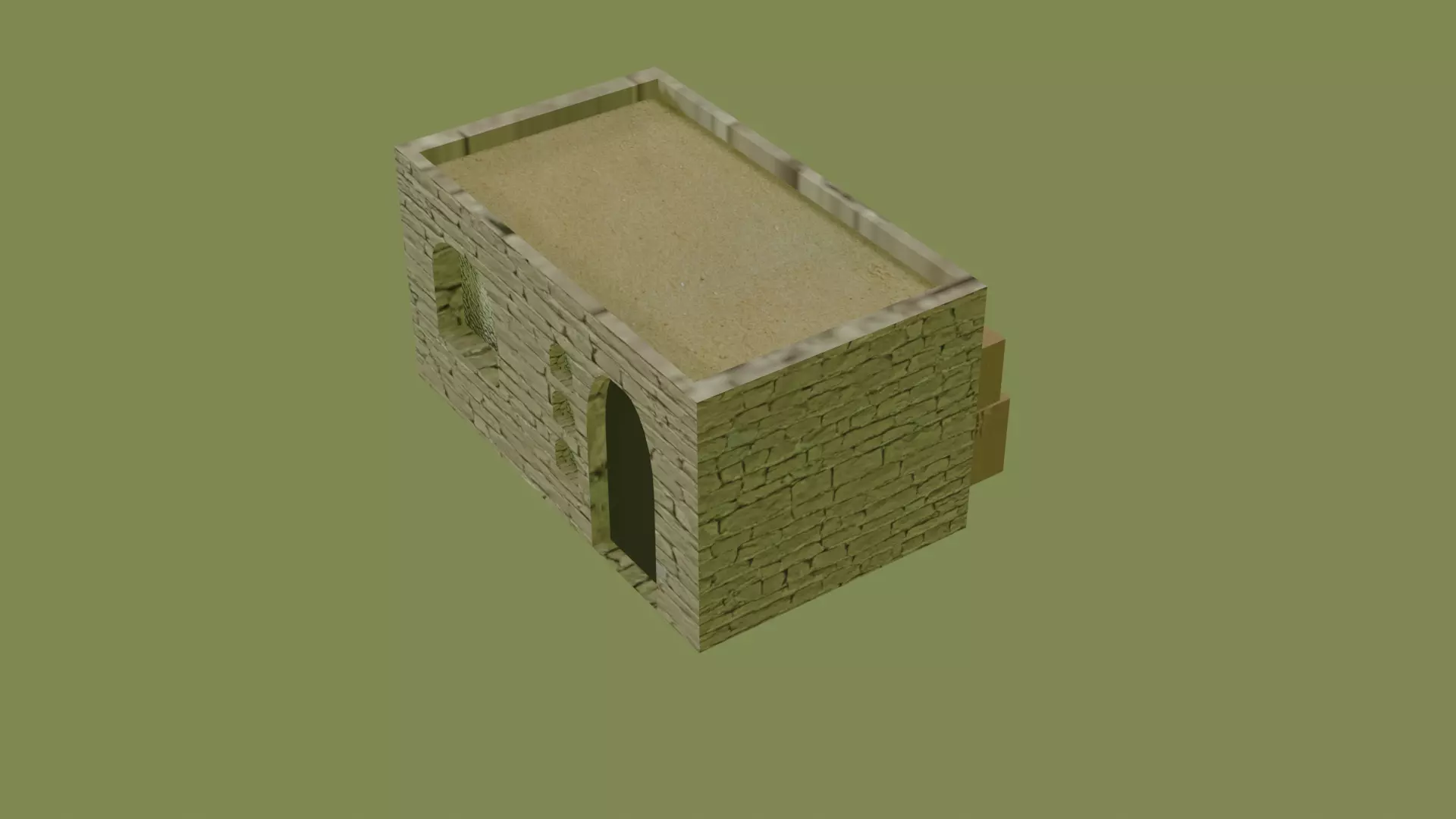 House in the desert Low-poly 3D model_0