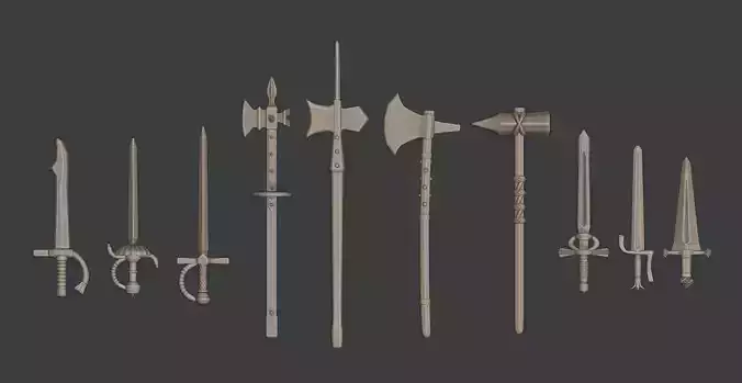 100Plus European Renaissance Weapons Complete 3D print model