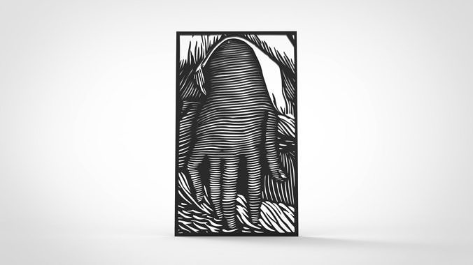 Hand Line Art Wall filler Decorative  3D print model