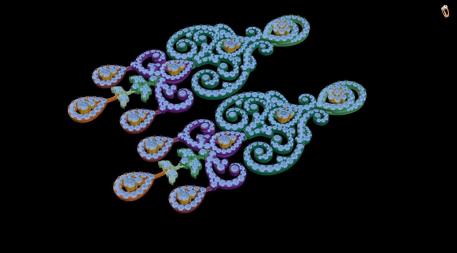 earring pair of earrings 3D print model_1