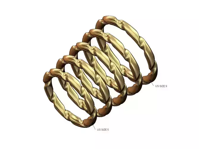 Thin grooved twist motif band US sizes 5to9 3D print model