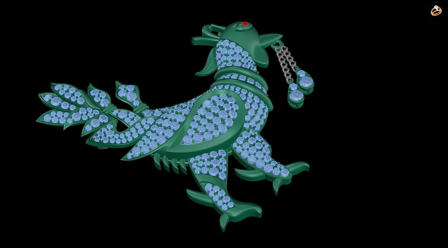 pendant chinese rooster 3D print model_1