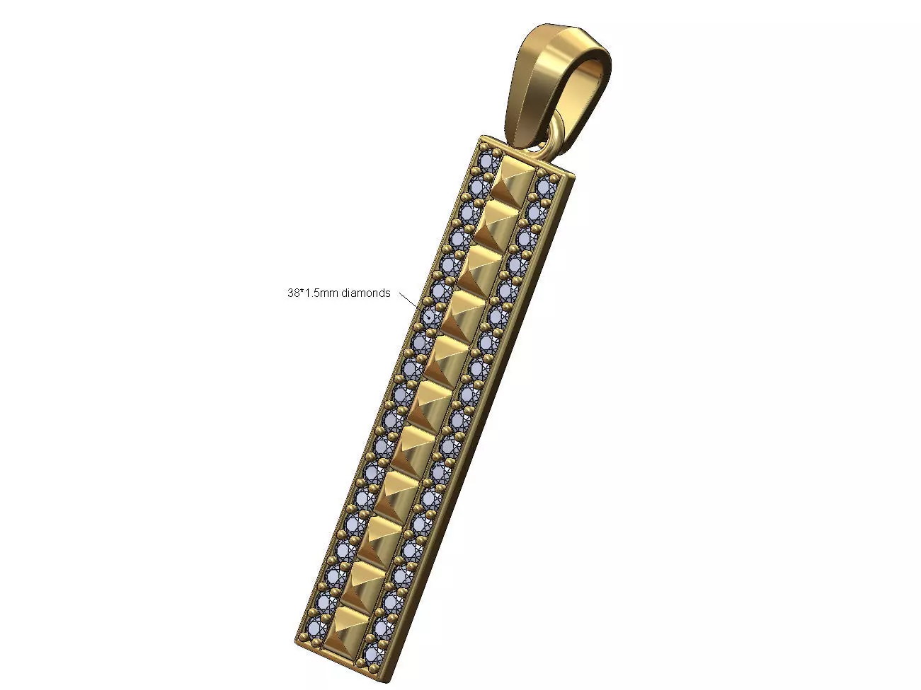 Diamond studs strip pendant with bail 3D print model