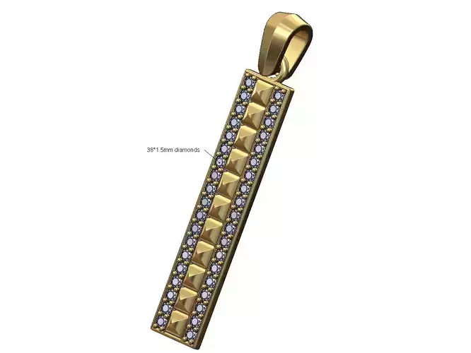 Diamond studs strip pendant with bail 