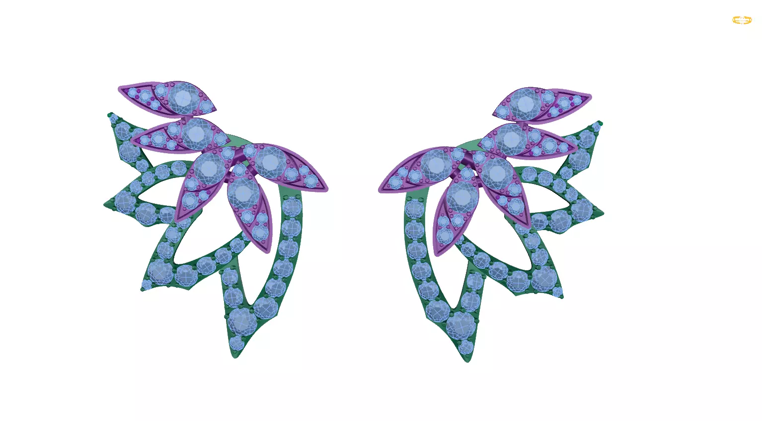 earring pair of earrings with stones 3D print model_0