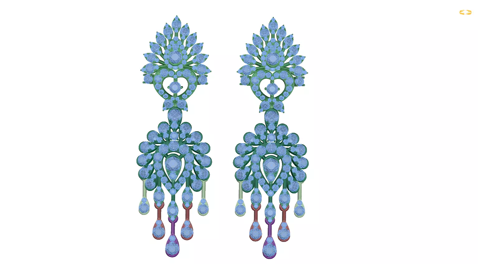 earring pair of earrings with crystals 3D print model_0