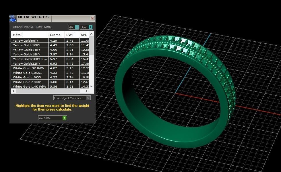 Model 708 8 US Size Ring Auger Pave Diamond 3D print model_12