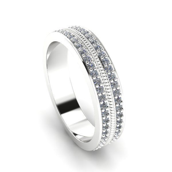 Model 708 8 US Size Ring Auger Pave Diamond 3D print model_2