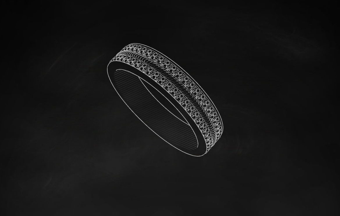 Model 708 8 US Size Ring Auger Pave Diamond 3D print model_10