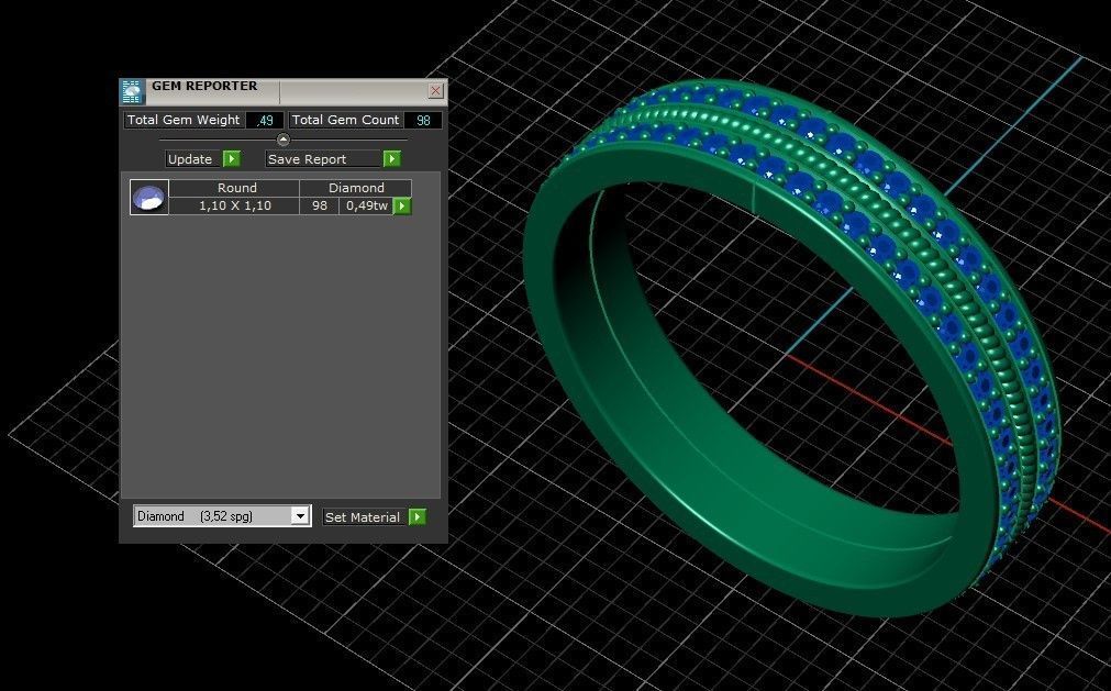 Model 708 8 US Size Ring Auger Pave Diamond 3D print model_11