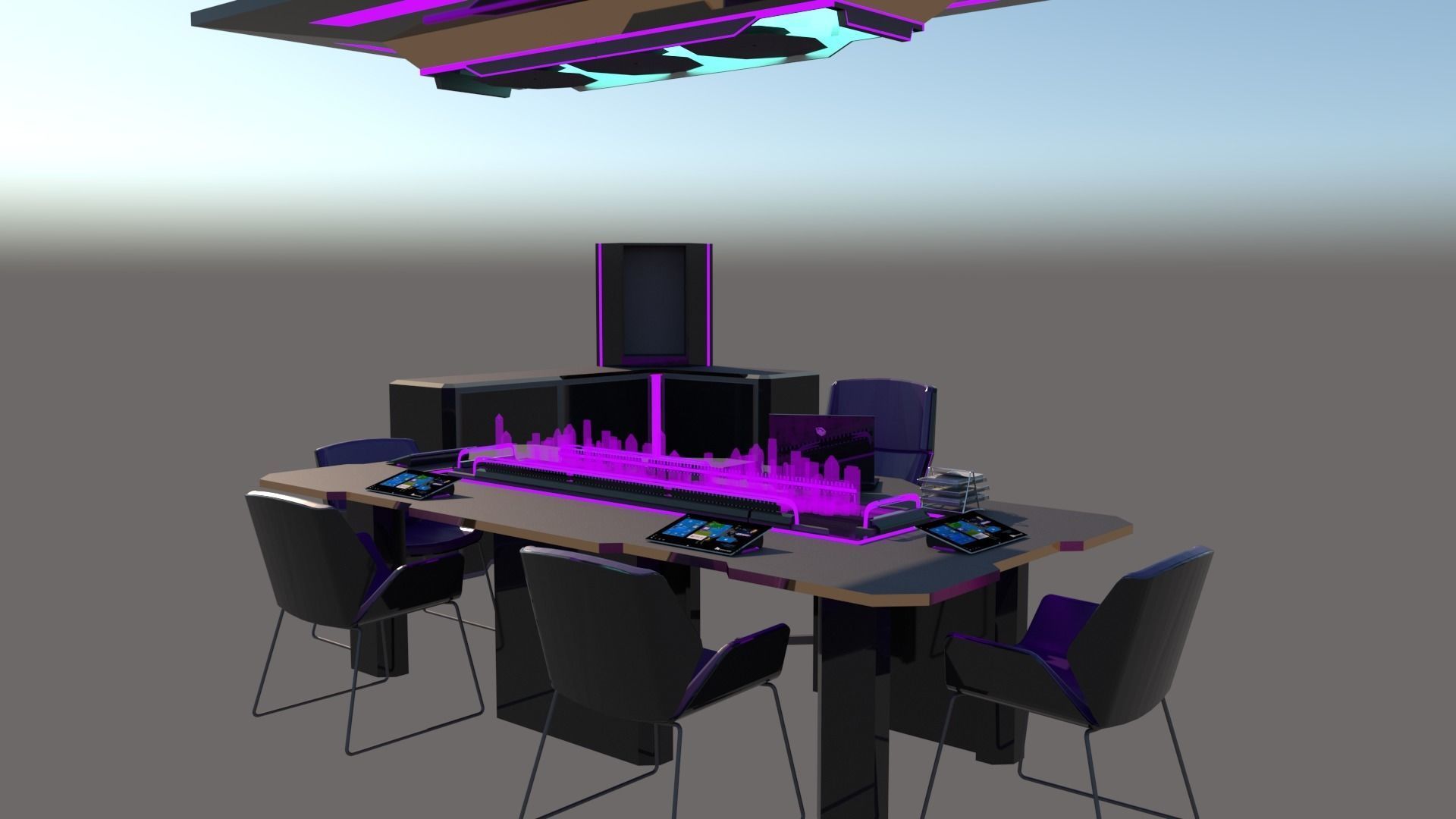 Futuristic Executive Table  3D model_2