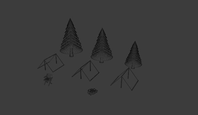 Camping set Free 3D model_3