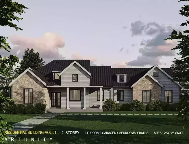Residential-Building-vol-01-3Dmodel Low-poly 3D model