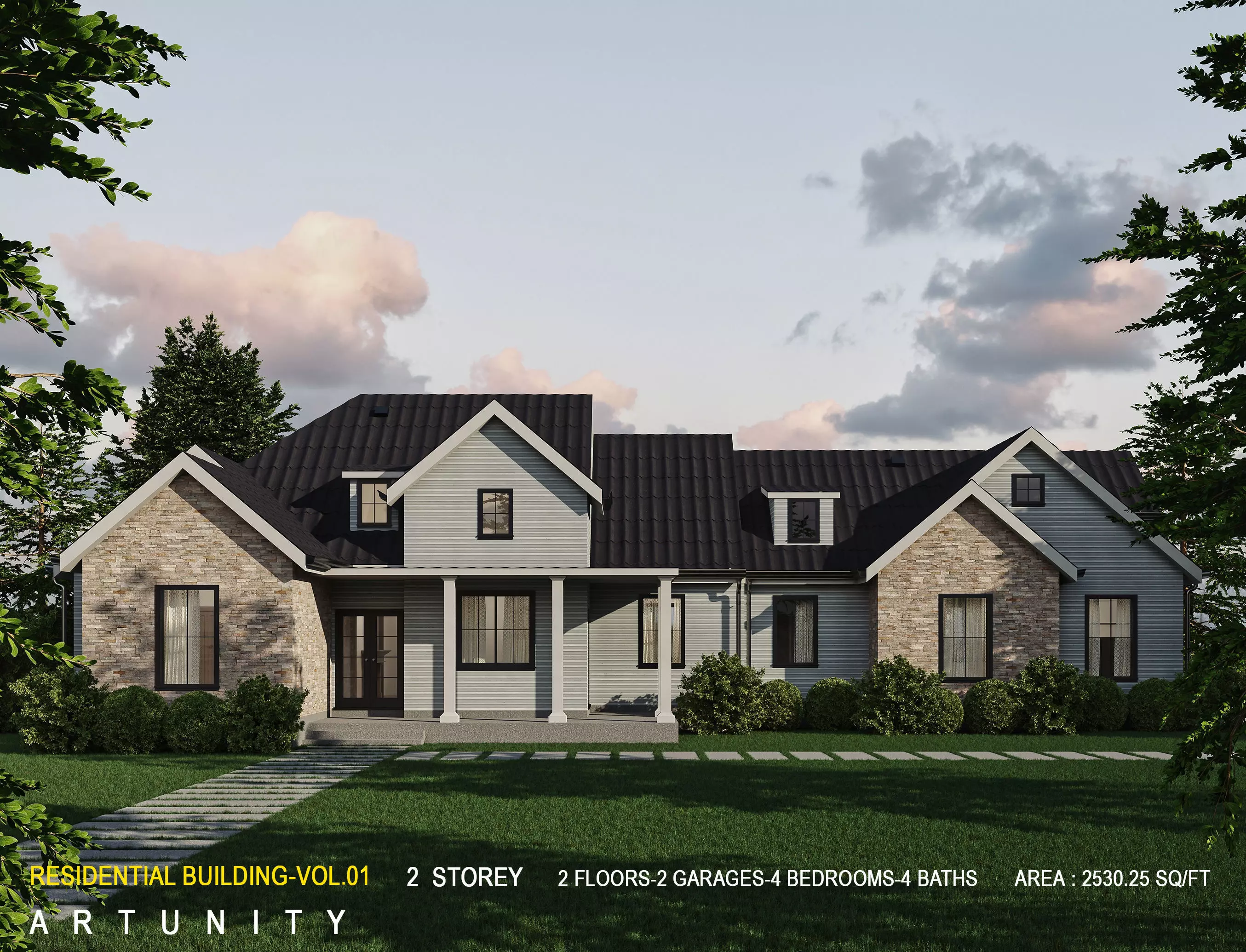 Residential-Building-vol-01-3Dmodel Low-poly 3D model_0