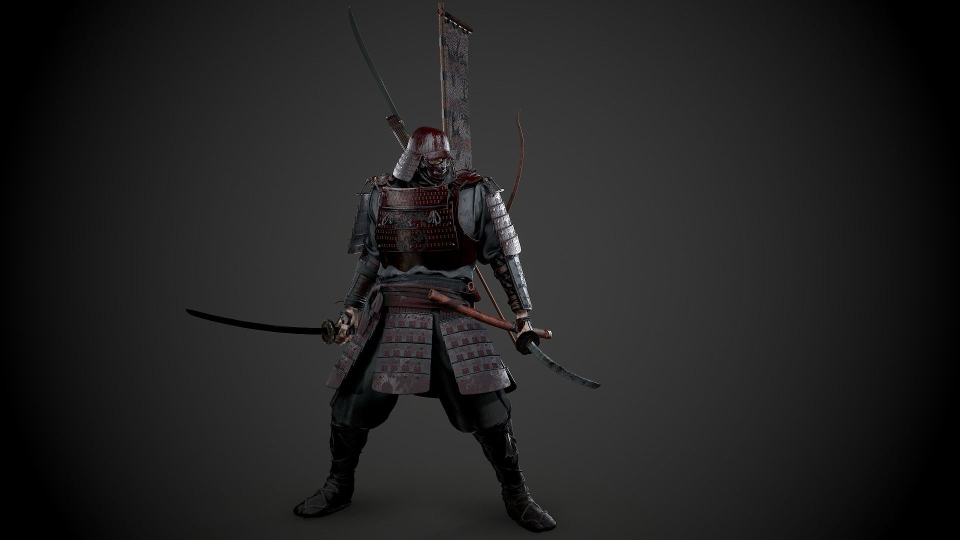 Orc heavy samurai Low-poly 3D model_10