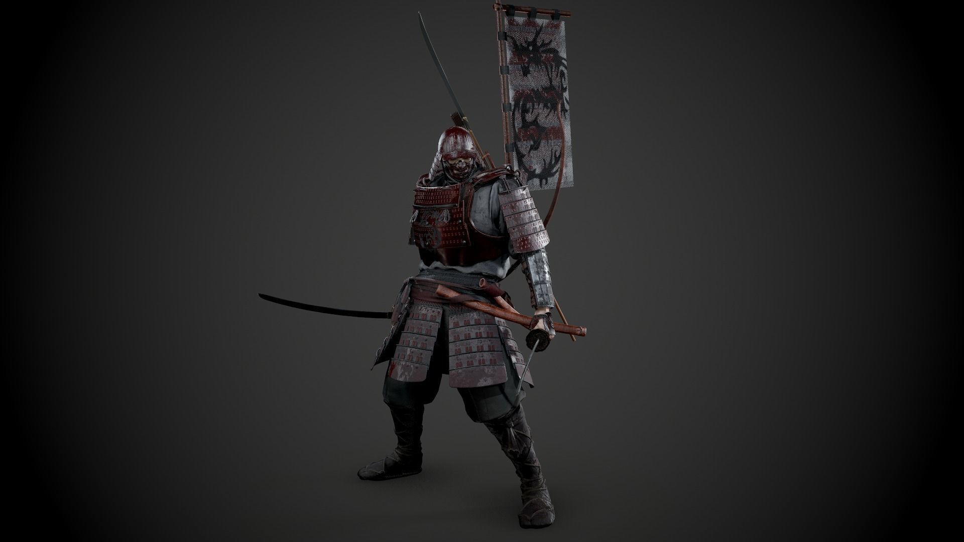 Orc heavy samurai Low-poly 3D model_3