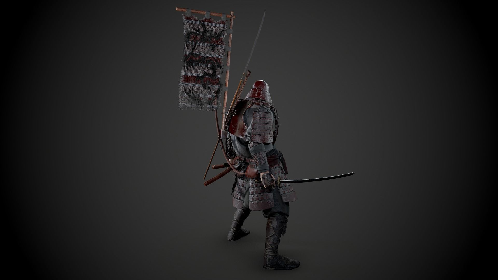 Orc heavy samurai Low-poly 3D model_4