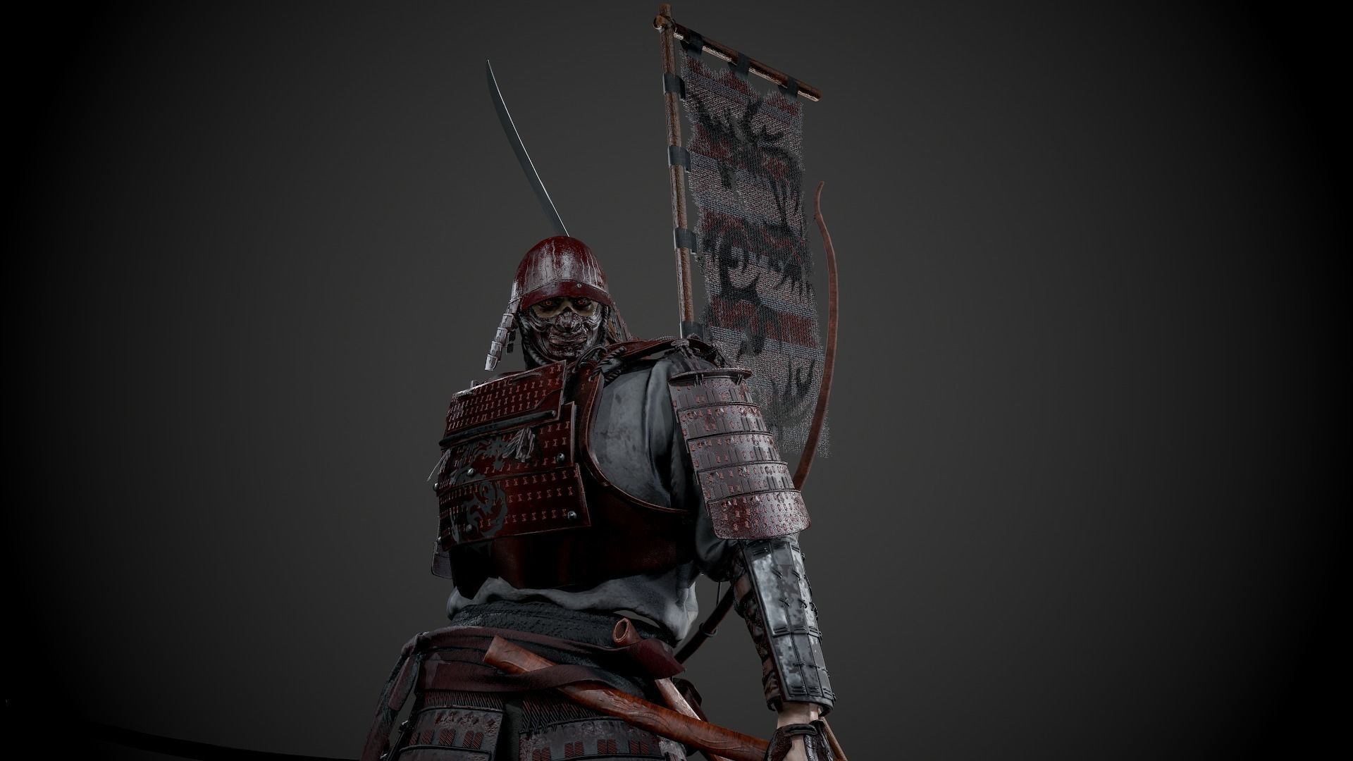 Orc heavy samurai Low-poly 3D model_9