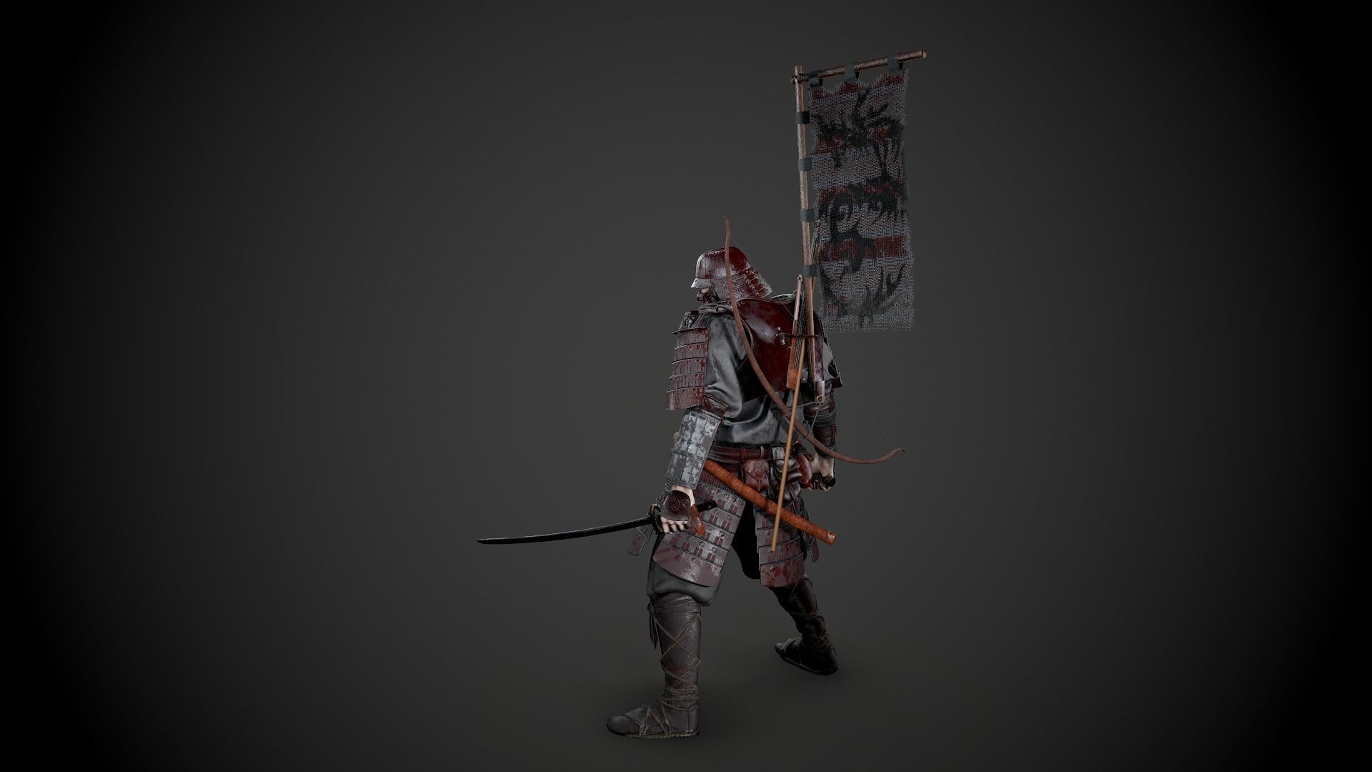 Orc heavy samurai Low-poly 3D model_5