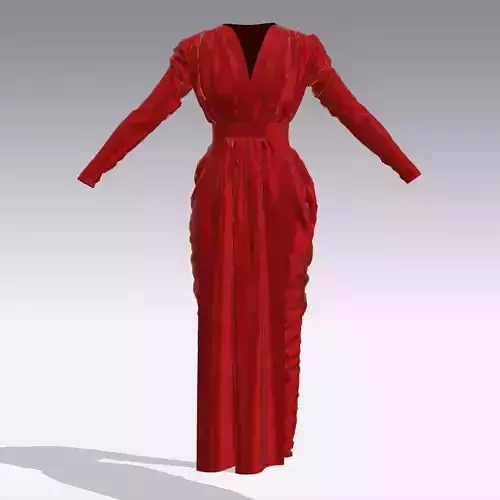 SILK SATIN RED DRESS DRAPED LOOK