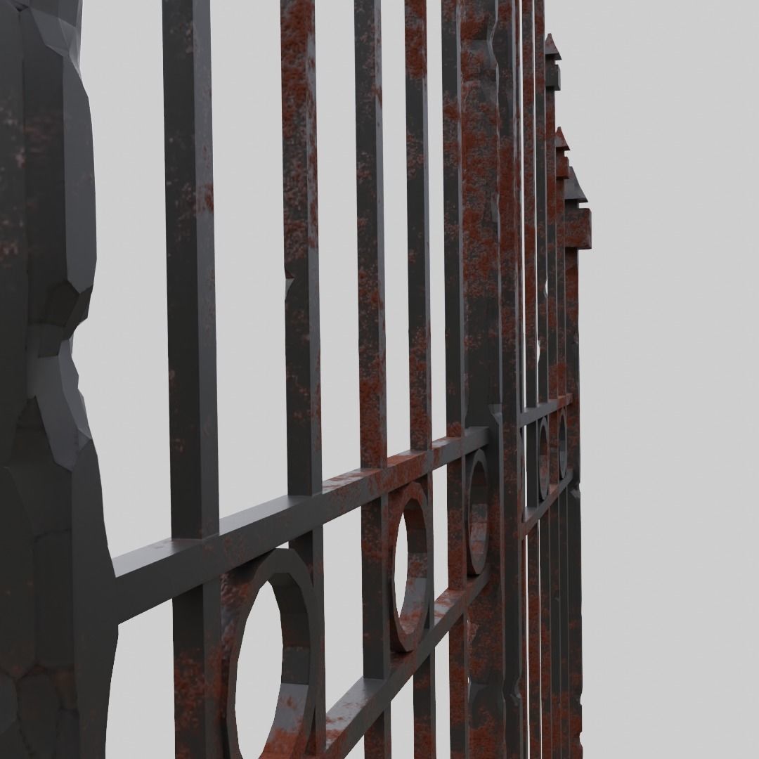 Rusty gate in blender 3D model_3