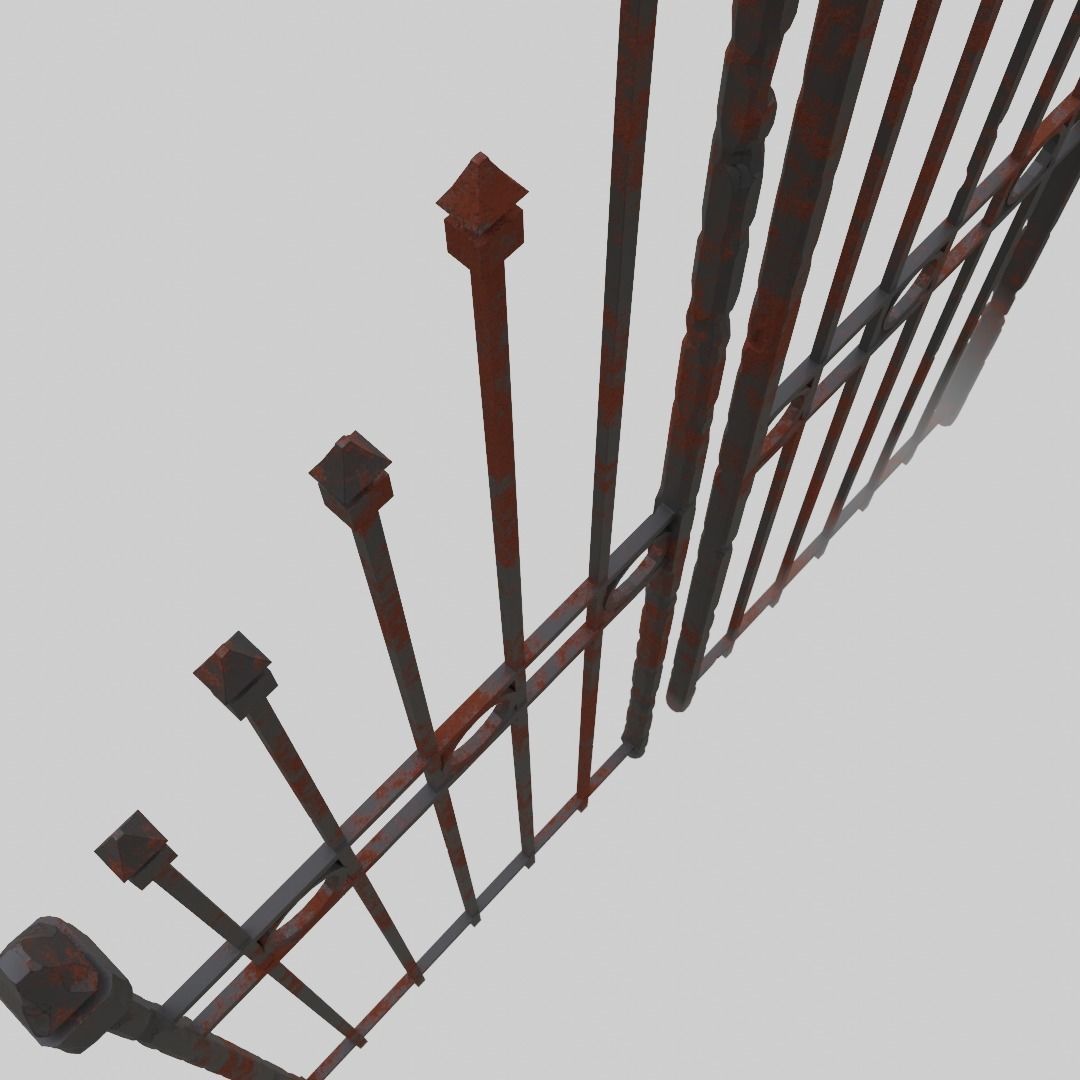 Rusty gate in blender 3D model_1