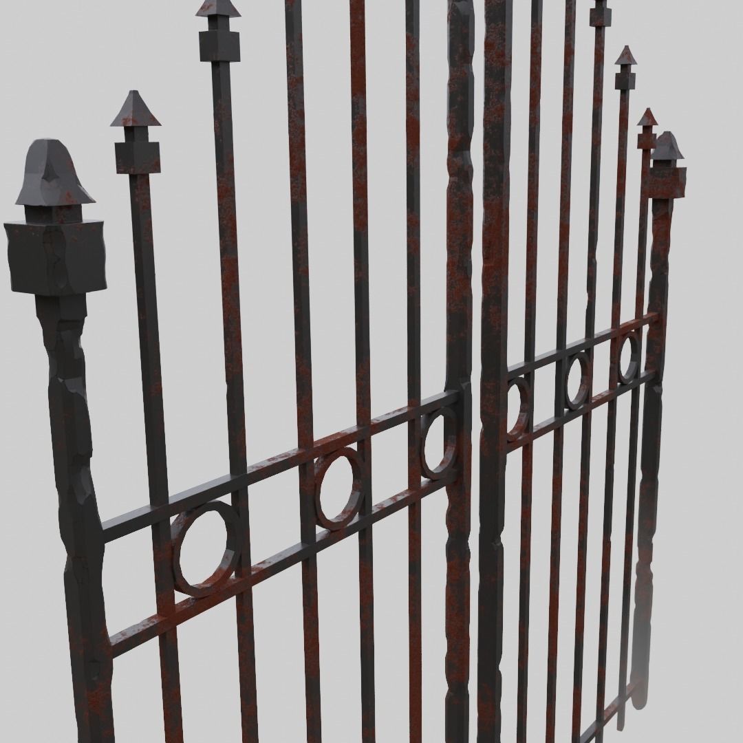 Rusty gate in blender 3D model_4
