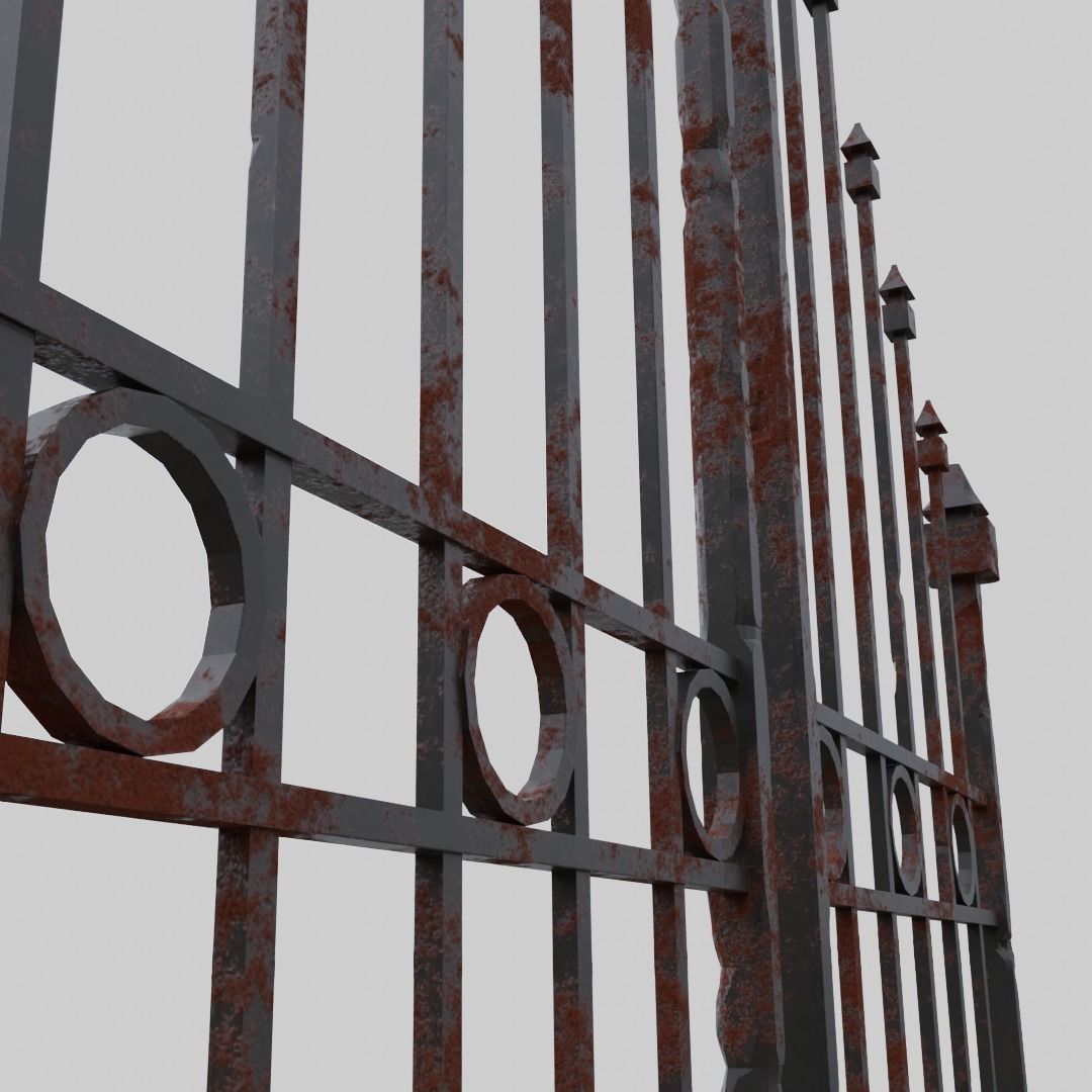 Rusty gate in blender 3D model_2
