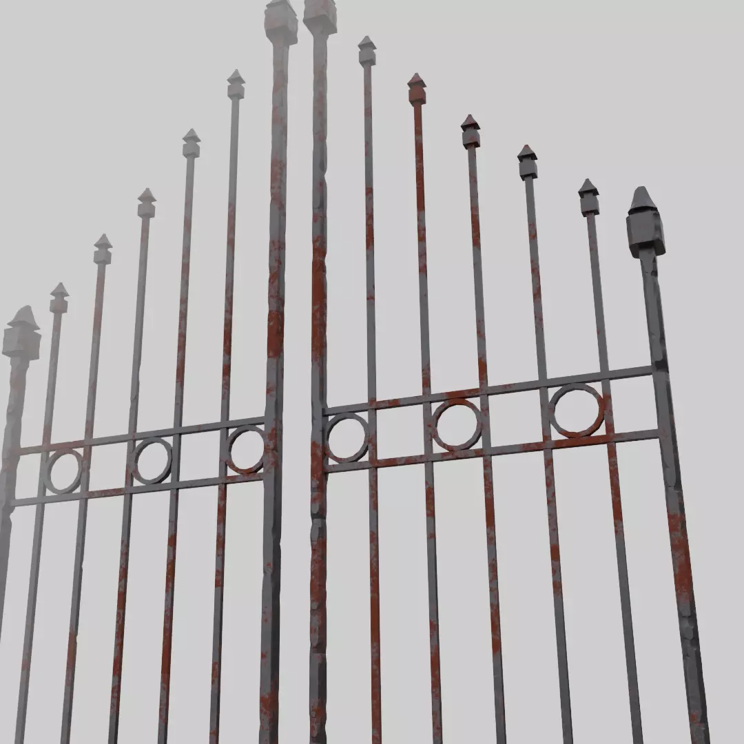 Rusty gate in blender 3D model_0
