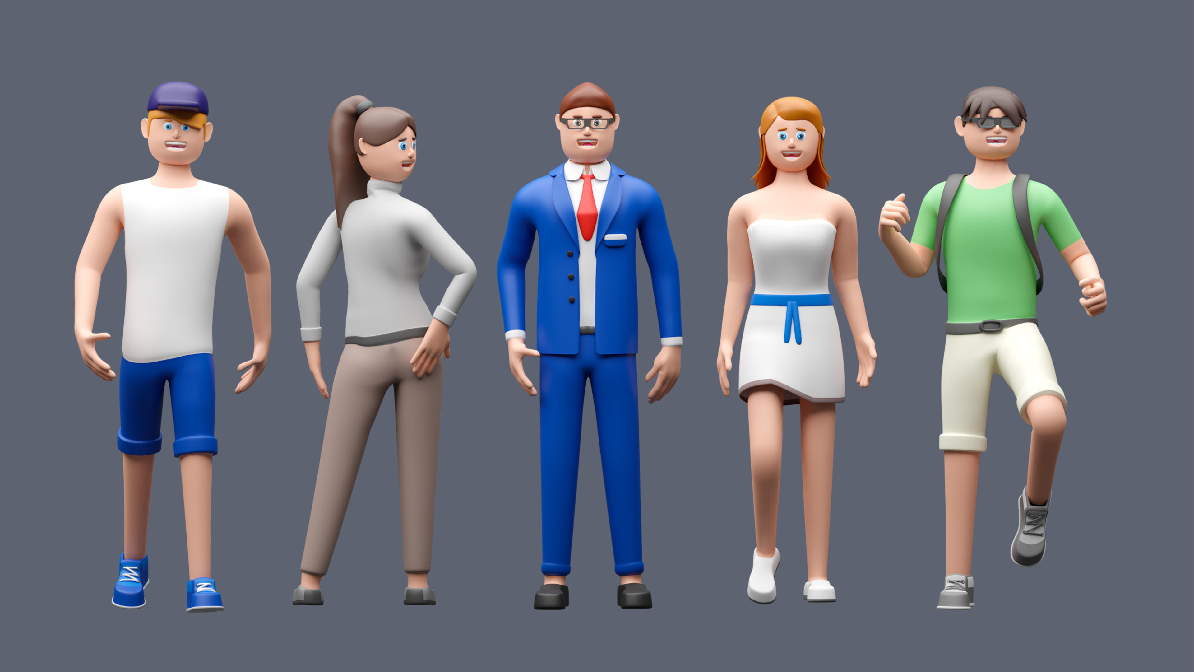 Cartoon characters 1 01 Low-poly 3D model_2