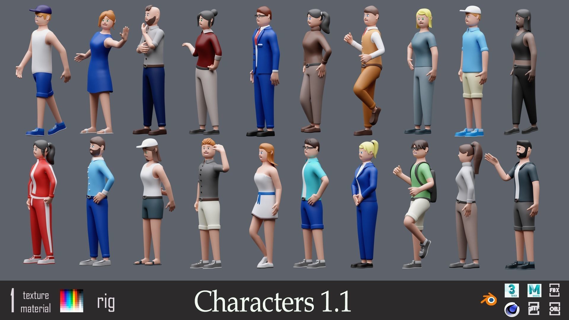 Cartoon characters 1 01 Low-poly 3D model_1