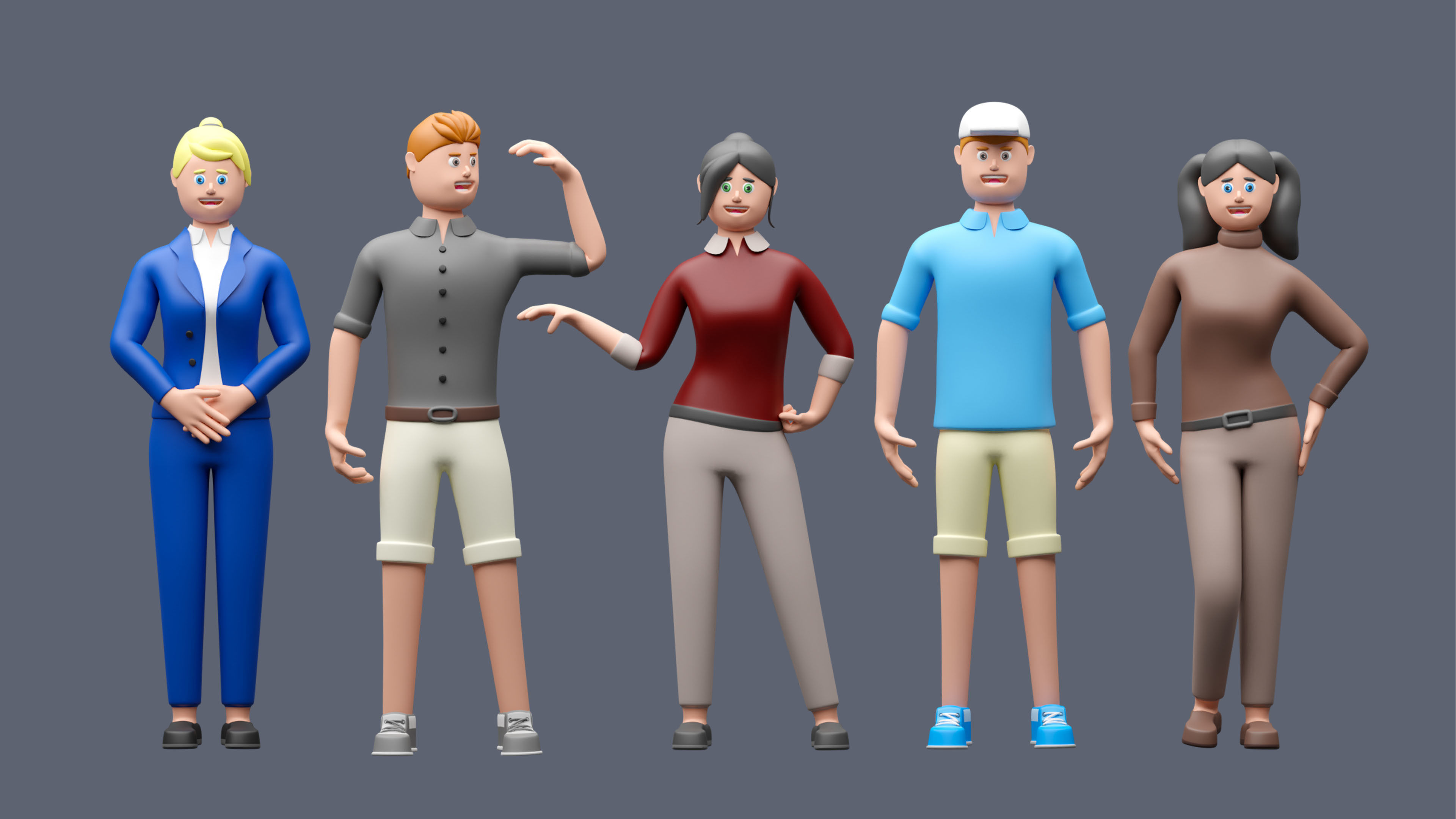 Cartoon characters 1 01 Low-poly 3D model_4