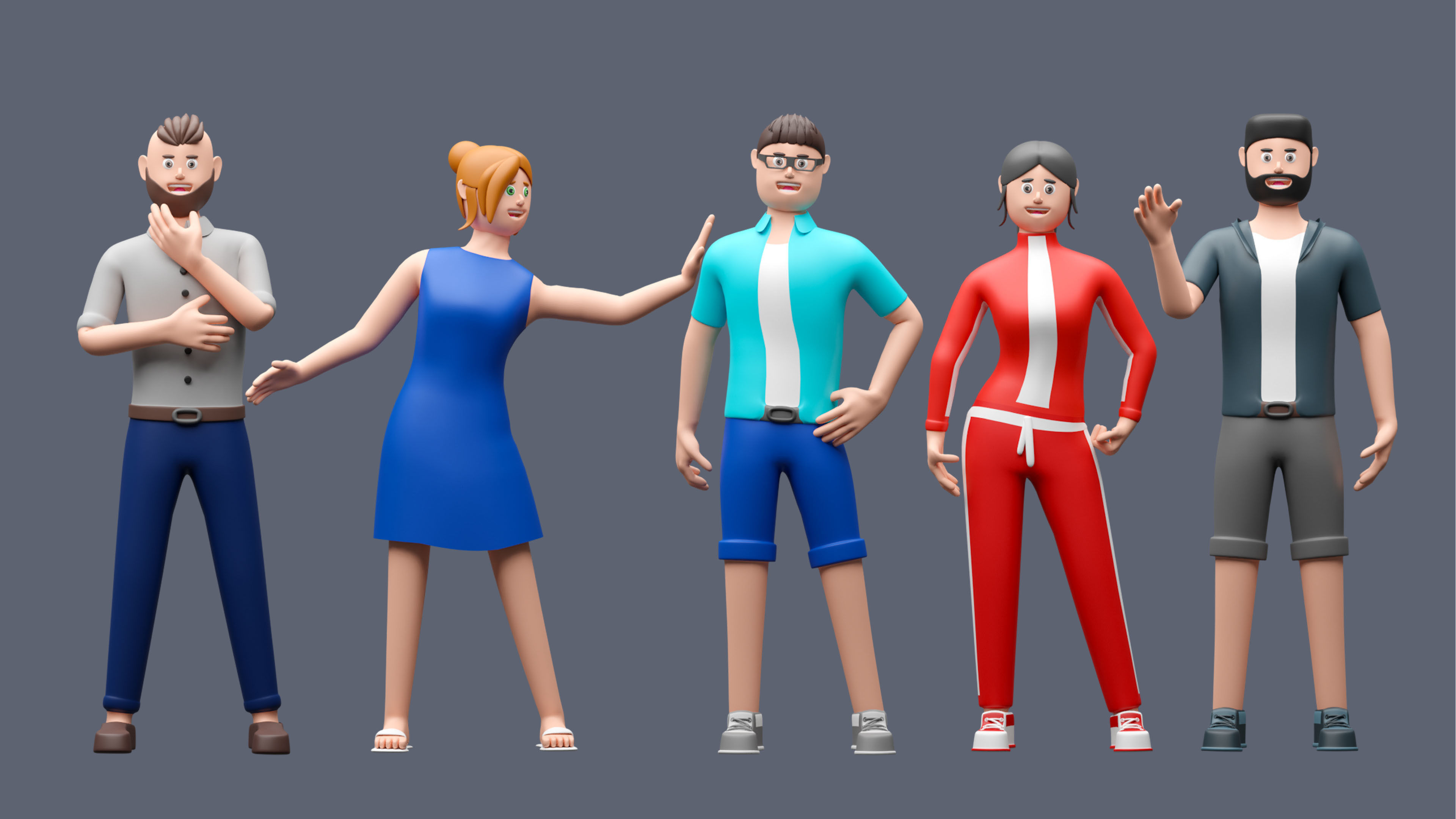 Cartoon characters 1 01 Low-poly 3D model_5