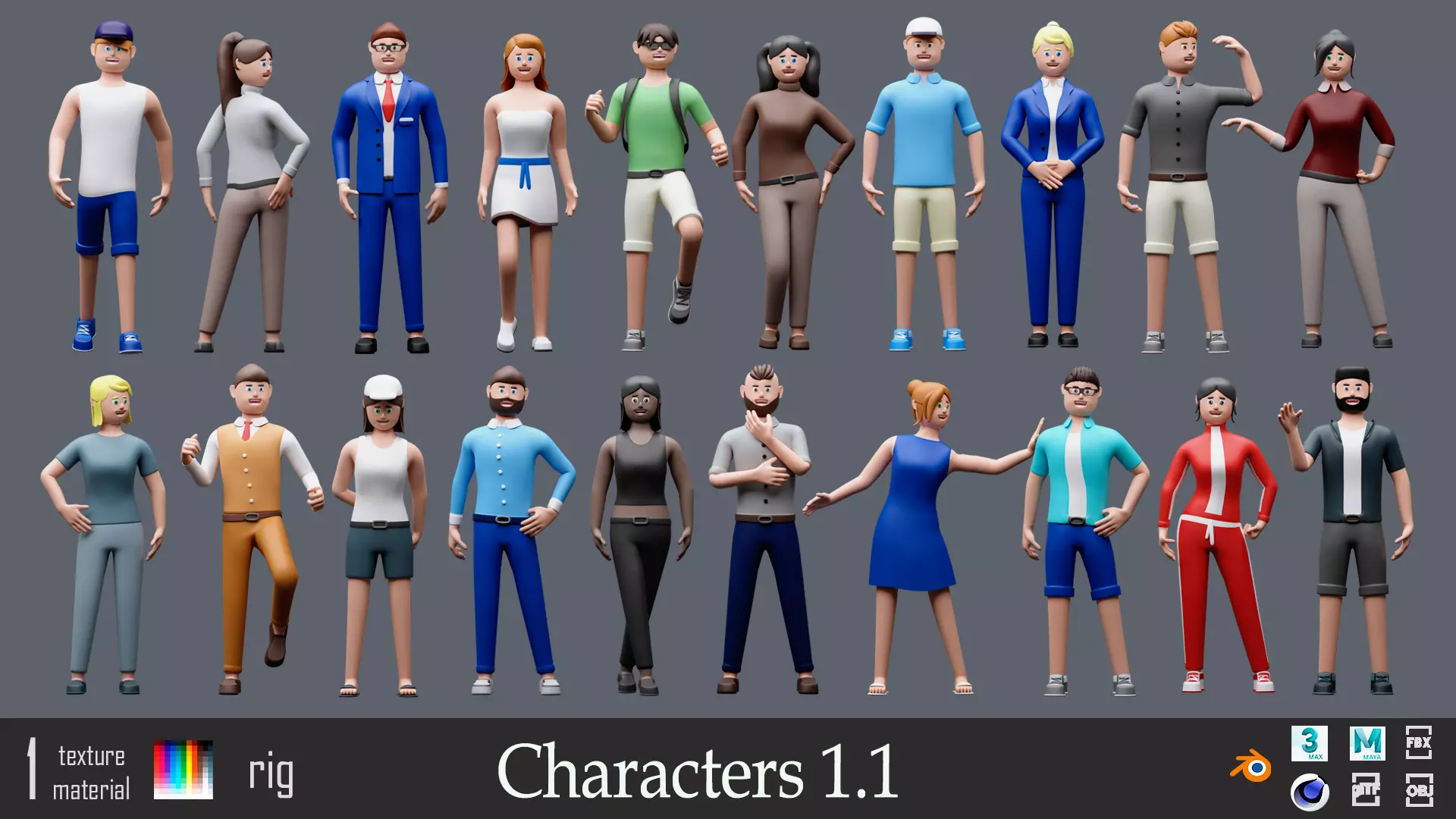 Cartoon characters 1 01 Low-poly 3D model_0