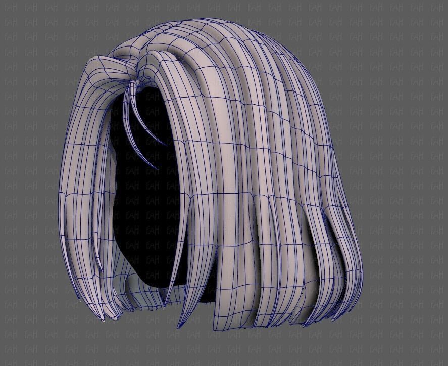 3D Hair style for girl V99 Low-poly 3D model_16