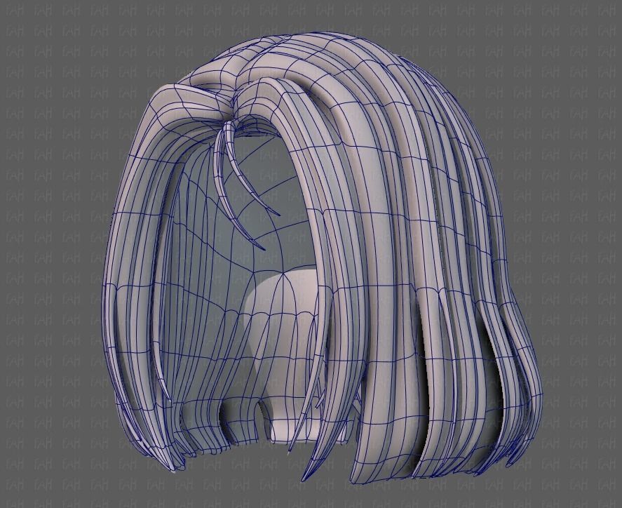 3D Hair style for girl V99 Low-poly 3D model_38