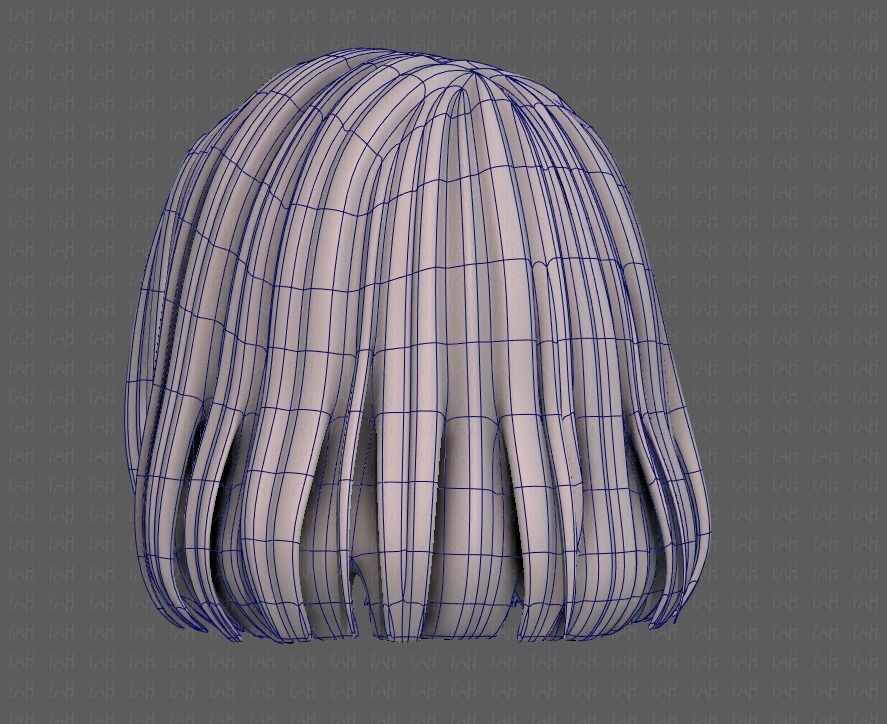 3D Hair style for girl V99 Low-poly 3D model_14
