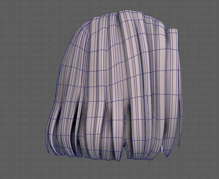 3D Hair style for girl V99 Low-poly 3D model_11