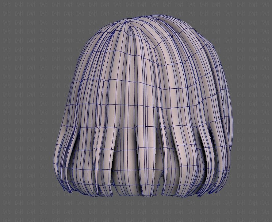 3D Hair style for girl V99 Low-poly 3D model_12