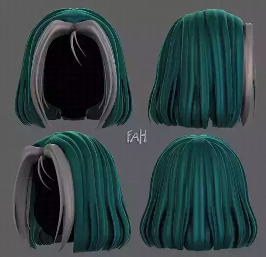 3D Hair style for girl V99 Low-poly 3D model