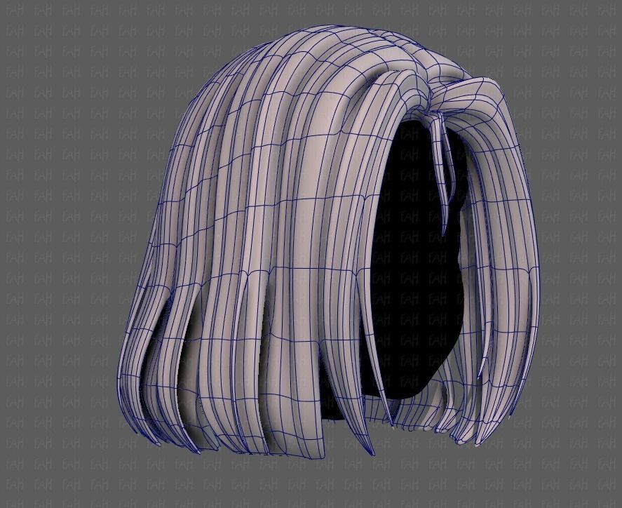 3D Hair style for girl V99 Low-poly 3D model_10