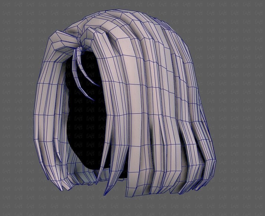 3D Hair style for girl V99 Low-poly 3D model_32