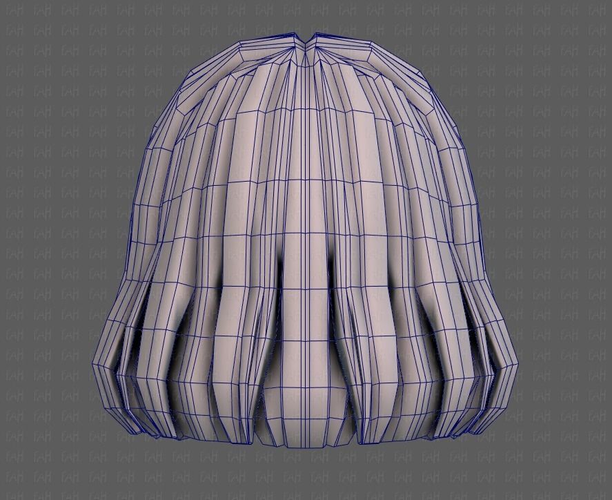 3D Hair style for girl V99 Low-poly 3D model_29