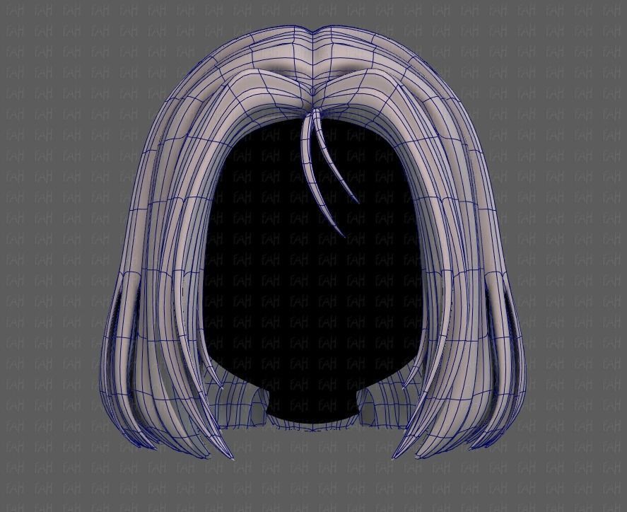 3D Hair style for girl V99 Low-poly 3D model_9