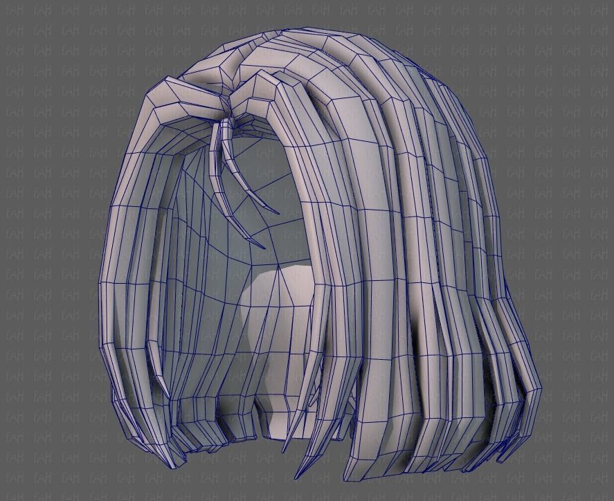3D Hair style for girl V99 Low-poly 3D model_40